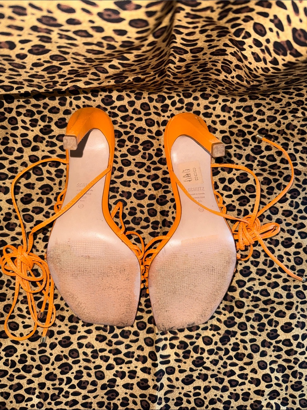 SCHUTZ Orange Lace-Up Strappy Heels - Picture 5 of 5